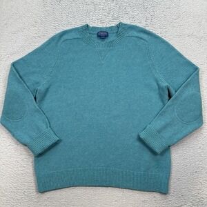 Pendleton Sweater‎ Women's Size Large Blue Lambswool Blend Elbow Pads